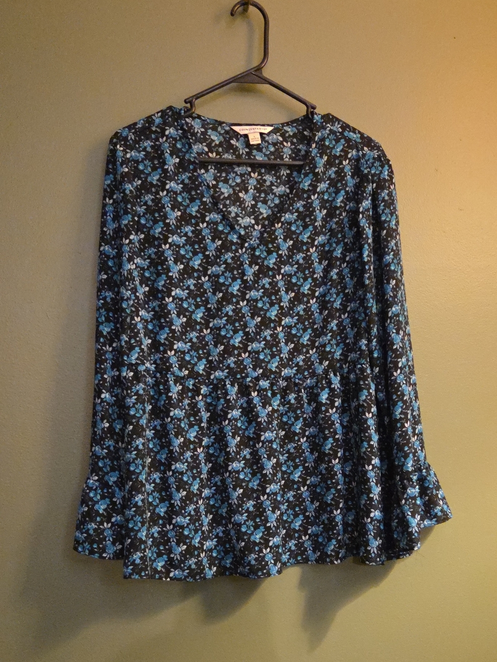 Counterparts Black Tunic with Blue Floral Print